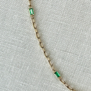 Emerald Asymmetrical 2 Stone Necklace