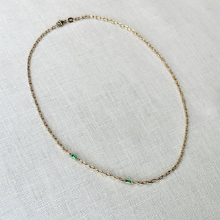 Emerald Asymmetrical 2 Stone Necklace