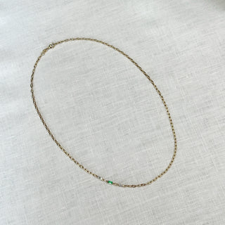 Diamond and Emerald Asymmetrical 3 Stone Necklace